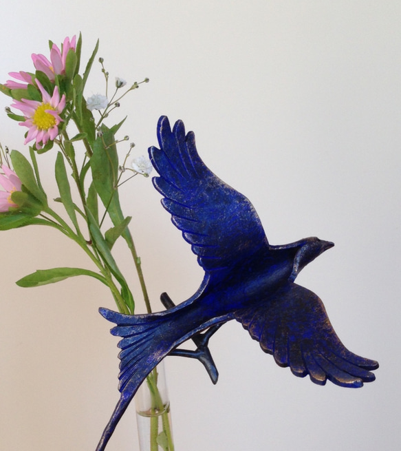 さき　様オーダー品　花を摘む　青い鳥　の　一輪挿し 4枚目の画像