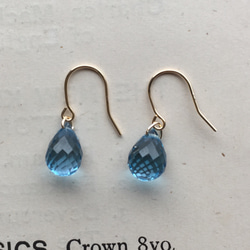 k18 》天然石 最高級 スイスブルートパーズの一粒ピアス ピアス