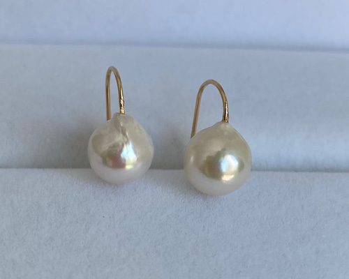 14kgf/silver925/k18》7㎜珠 あこや真珠 バロック ピアス ピアス