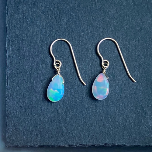 14kgf》天然石 プレシャス オパール ドロップ ピアス/イヤリング