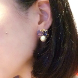 紫茹和棉珍珠耳環 第3張的照片
