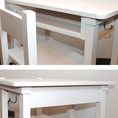 ☆白いレトロ机☆かわいい昭和レトロの小さな勉強机と椅子