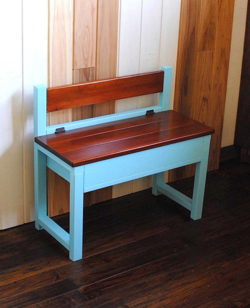 ♪かわいいパタパタミニベンチ♪High40cm／スカイブルー＆チークカラー