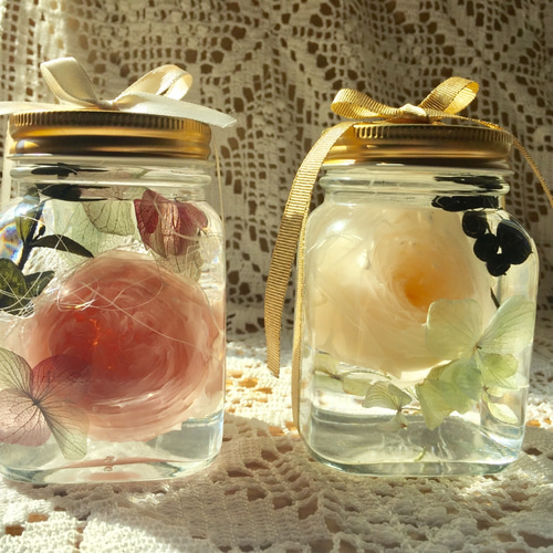 2本セットジャム瓶ハーバリウム〜ローズ〜 ハーバリウム・植物標本