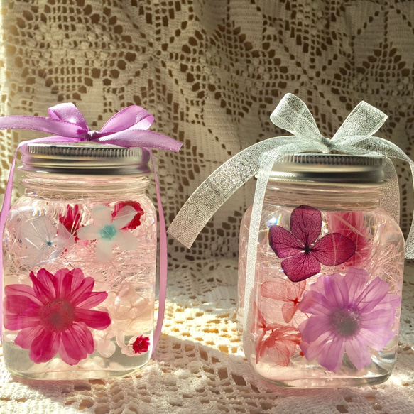2本セットジャム瓶ハーバリウム〜ジニア〜 ハーバリウム・植物標本