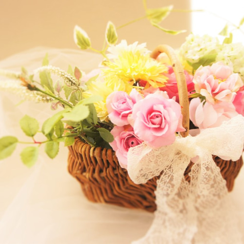 ♡お好きなお花でオーダーメイド♡バスケットブーケ、かごブーケ  
