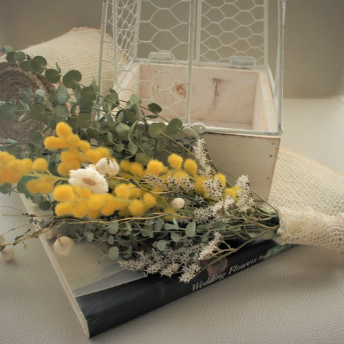 春の訪れ～ミモザとユーカリのスワッグ♡ドライフラワー♡壁かけに