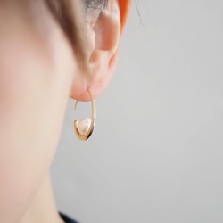 珍珠圈耳環（金）水晶珍珠/貝殼珍珠 第7張的照片