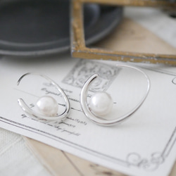 珍珠圈耳環（銀）水晶珍珠/貝殼珍珠 第5張的照片