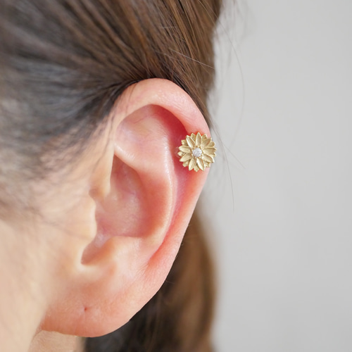 マーガレット ピアス 片耳 マーガレットピアス 片耳 花芯黄&花びら白