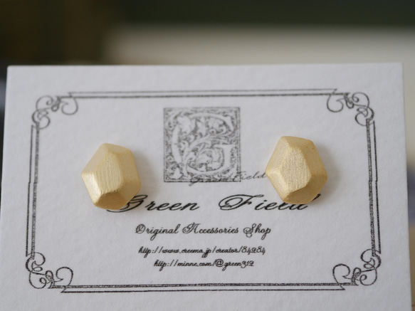 霧面金幾何耳環 第3張的照片