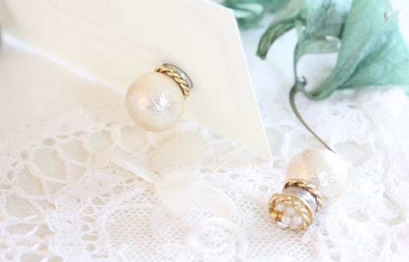 * 2路耳環*卵石珍珠和施華洛世奇珍珠綿 第4張的照片