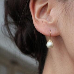 14kgf 棉珍珠與幸運草的單顆耳環 第3張的照片