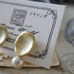 棉珍珠的單顆夾式耳環 第4張的照片