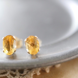 14kgf*（十一月生日石）橢圓形黃水晶單隻耳環 第1張的照片