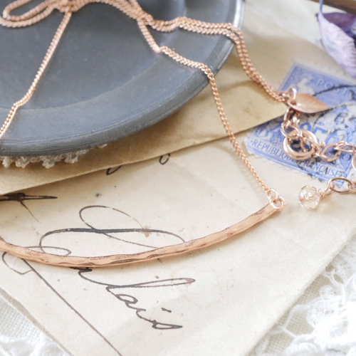 ピンクゴールドのカーブネックレス ネックレス・ペンダント Green