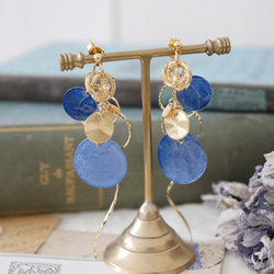 貝殼和金色2路耳環（藍色）[限量] 第2張的照片