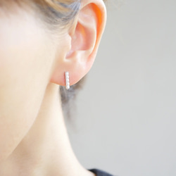 小珍珠棒狀耳環（銀色） 第5張的照片