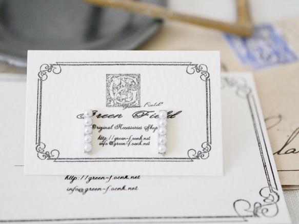 小珍珠棒狀耳環（銀色） 第6張的照片