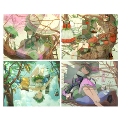 木の上の女の子ポストカード4種セット 2枚目の画像