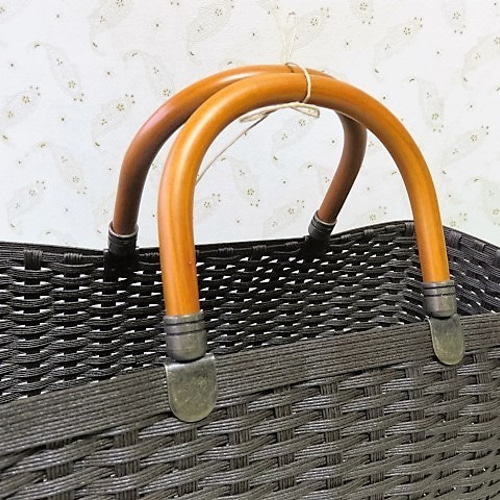 【新品未使用】カゴ風バッグ　焦茶×ブラック ➖即納可能➖プラかごバッグ ☆ブラック 代わり編み☆ かごバッグ