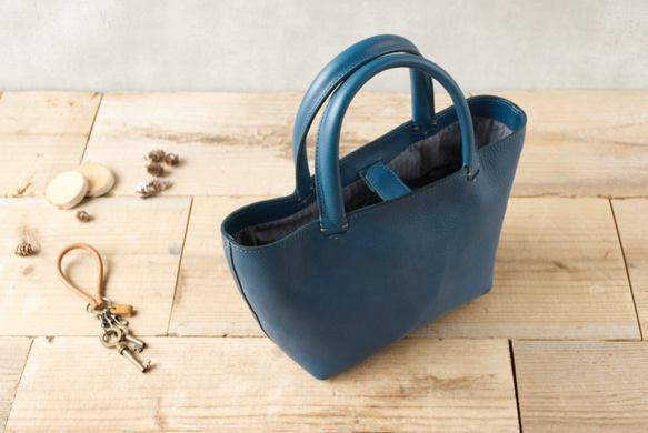 レザーミニトートバッグ lmtt-S ［ブルー］ 2枚目の画像