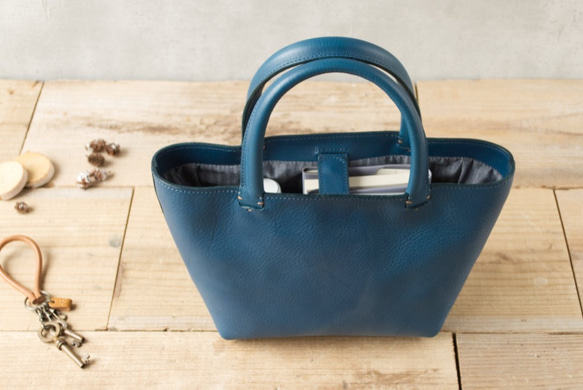 レザーミニトートバッグ lmtt-S ［ブルー］ 3枚目の画像