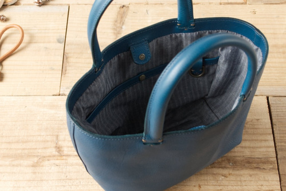 レザーミニトートバッグ lmtt-S ［ブルー］ 5枚目の画像