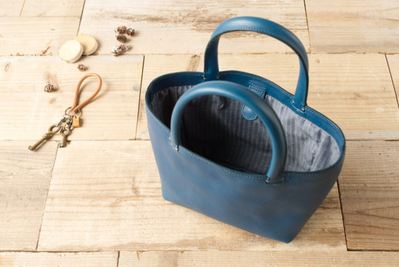 レザーミニトートバッグ lmtt-S ［ブルー］ 6枚目の画像