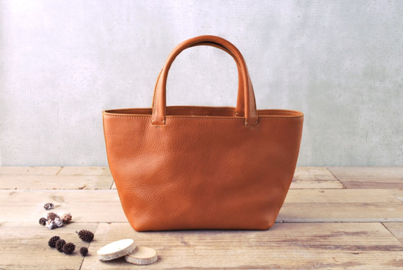 【受注製作】レザーミニトートバッグ lmtt-S ［ブラウン］ 2枚目の画像