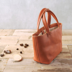 【受注製作】レザーミニトートバッグ lmtt-S ［ブラウン］ 3枚目の画像