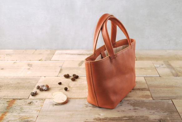 【受注製作】レザーミニトートバッグ lmtt-S ［ブラウン］ 3枚目の画像