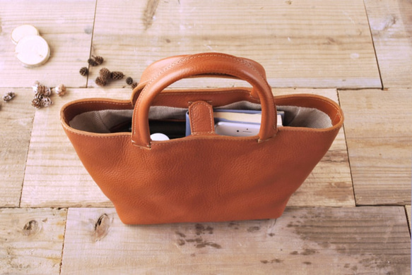 【受注製作】レザーミニトートバッグ lmtt-S ［ブラウン］ 5枚目の画像