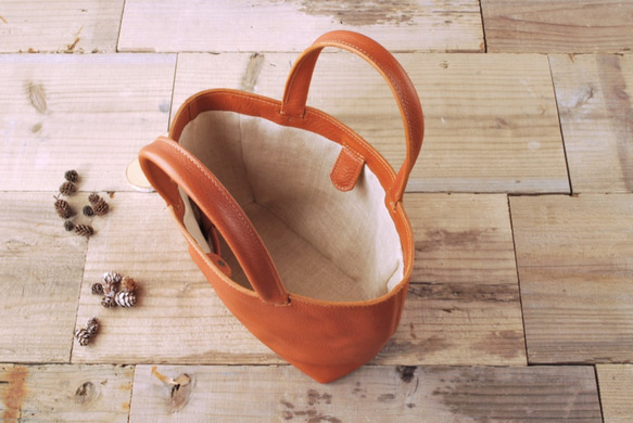 【受注製作】レザーミニトートバッグ lmtt-S ［ブラウン］ 6枚目の画像