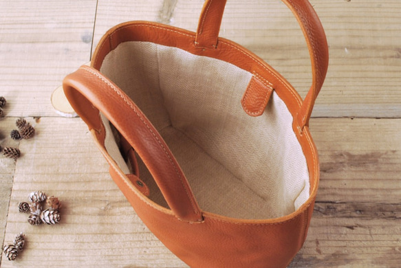 【受注製作】レザーミニトートバッグ lmtt-S ［ブラウン］ 7枚目の画像