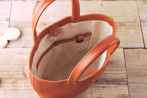 【受注製作】レザーミニトートバッグ lmtt-S ［ブラウン］ 8枚目の画像