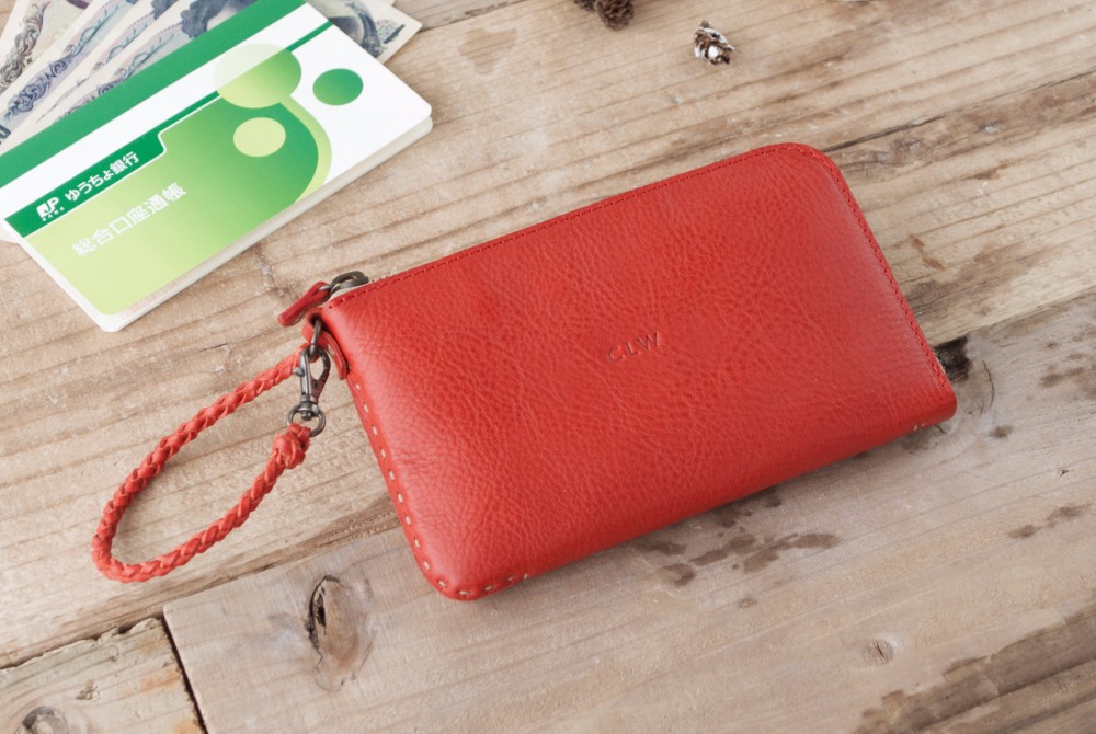 【受注製作】Lジッパーレザーケース lzc-02 [レッド]