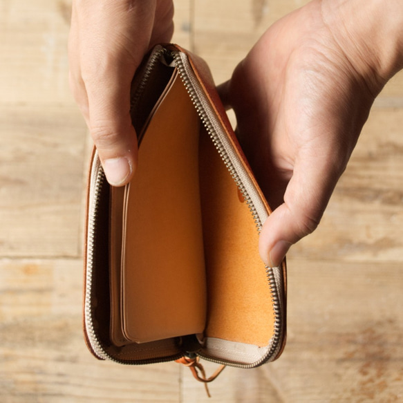 【受注製作】Lジッパー財布 lzw-02 [ブラウン] 5枚目の画像