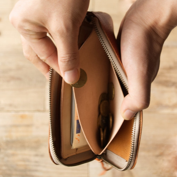 【受注製作】Lジッパー財布 lzw-02 [ブラウン] 10枚目の画像