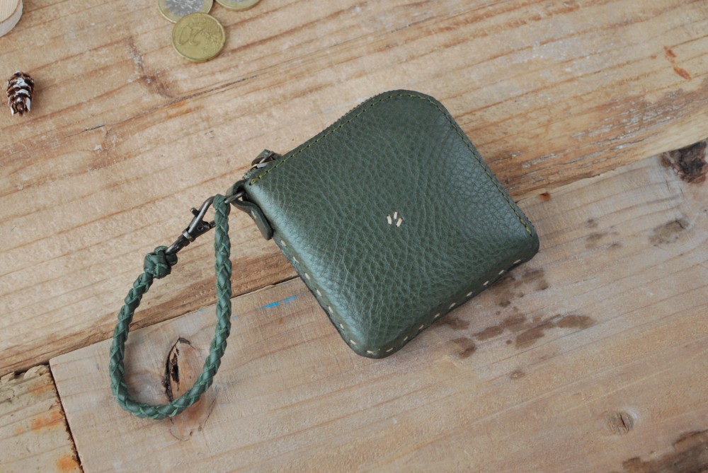 【受注製作】Lジッパーコインケース zcc-S-02 [グリーン]