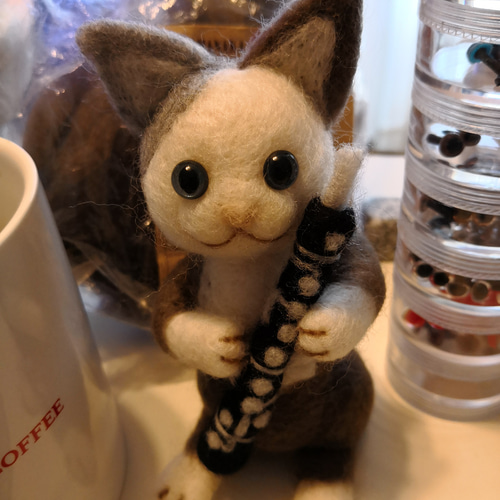 受注制作 楽器ねこ 羊毛フェルト 羊毛フェルト なるさん 通販 5181870