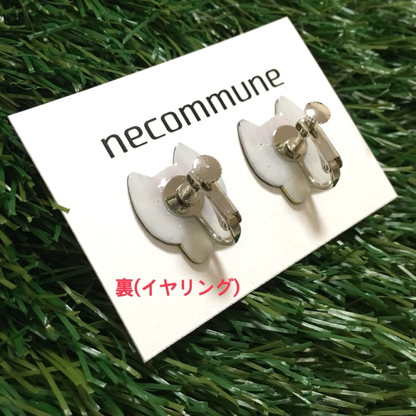 【necommune】リボンねこイヤリング/ピアス 3枚目の画像