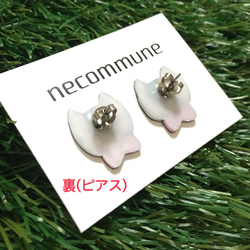 【necommune】リボンねこイヤリング/ピアス 4枚目の画像