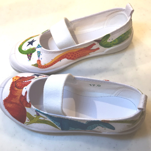 お名前入れ無料♪オーダーメイド♪デコパージュ上履き♪恐竜 その他