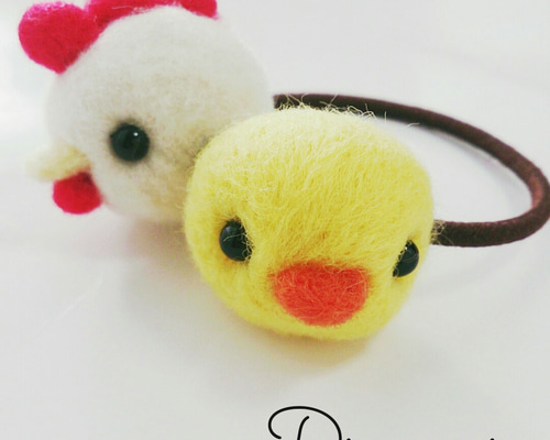 ⓝⓔⓦ【ぽちゃニワトリ＆ヒヨコ】ベビーヘアクリップ　キッズヘアクリップ　ヘアゴム ⓝⓔⓦ【ぽちゃニワトリ＆ヒヨコ】ベビーヘアクリップ キッズヘア