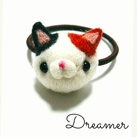 三毛猫のミケ様 レジン ヘアゴム 三毛猫のミケ ネコ ヘアゴム【送料無料】レジン アクセサリーh