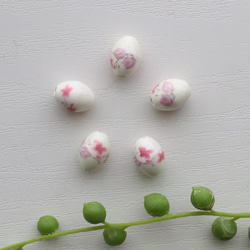 【5個】陶器製ビーズ オーバル お花 4枚目の画像
