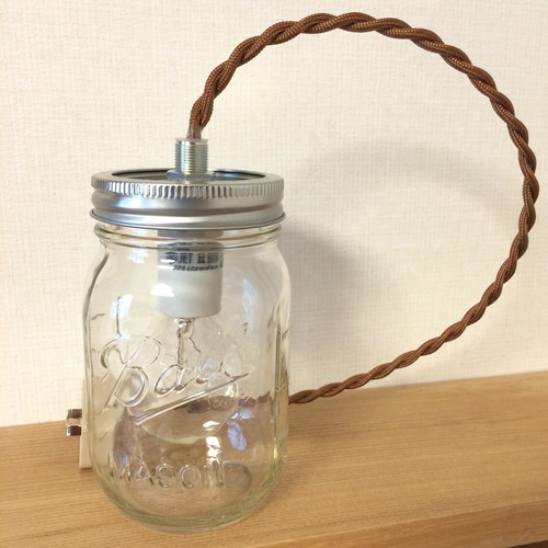 ランプ メイソンジャー 木製 インテリアライト ランプ メイソンジャー