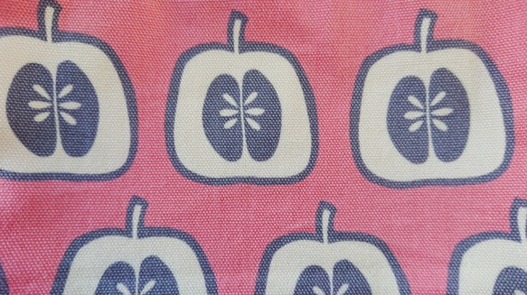 〈裏地付き〉コップ袋・マルチ巾着 【ピンクリンゴ】 4枚目の画像