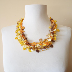 Bijou Embroidery Necklace Flower Jewel 黃色混合 第2張的照片